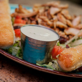 Salad, Breadsticks and Ranch Dressing